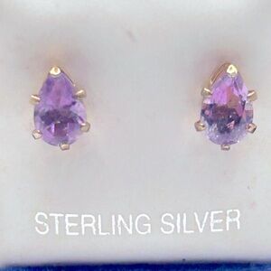 Vintage 925 Gold Plated Post  Amethyst Earrings​​​​​